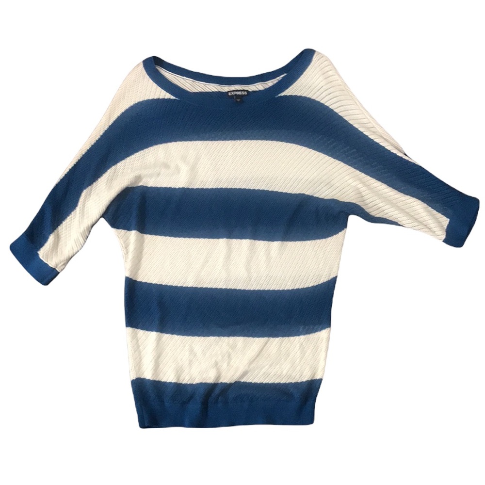 Express Striped Open Knit Dolman Sweater EUC